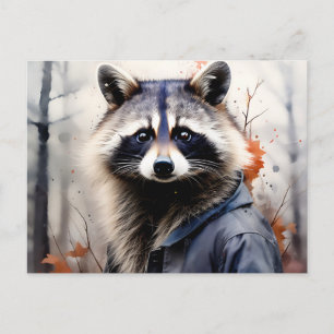 Watercolor Racoon Animal Postcard