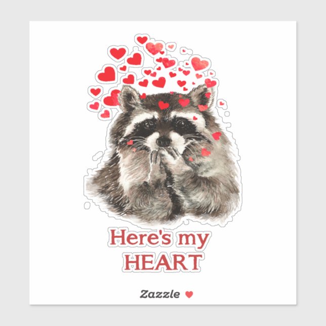 Watercolor Racoon Blowing Kisses Fun Quote (Sheet)