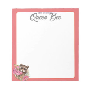 Watercolor Racoon Coral Personalise From The Desk Notepad