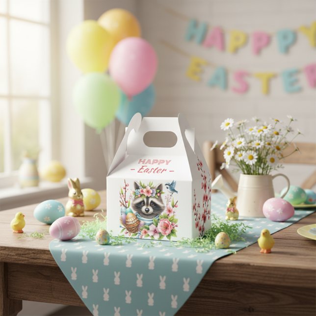 Watercolor Racoon Easter Eggs Cherry Blossoms -   Favour Box (Watercolor Raccoon Easter Eggs Cherry Blossoms - Favor Box)