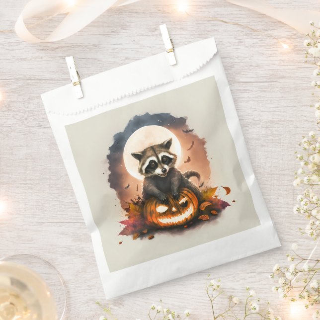 Watercolor Racoon Halloween Favour Bags (Clipped)