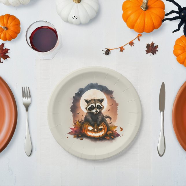 Watercolor Racoon Halloween Paper Plate (Creator Uploaded)
