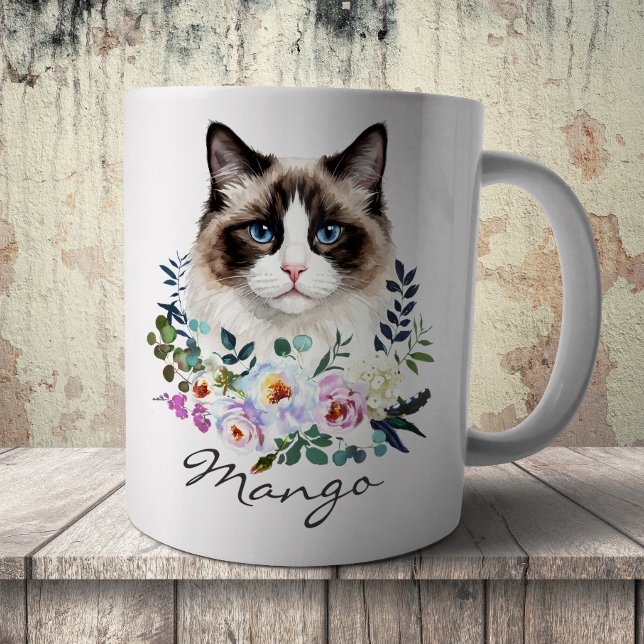 Watercolor Ragdoll Cat Coffee Mug (Creator Uploaded)