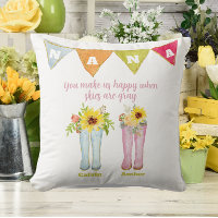 Watercolor Rain Boot Two Grandkids Nana Quote