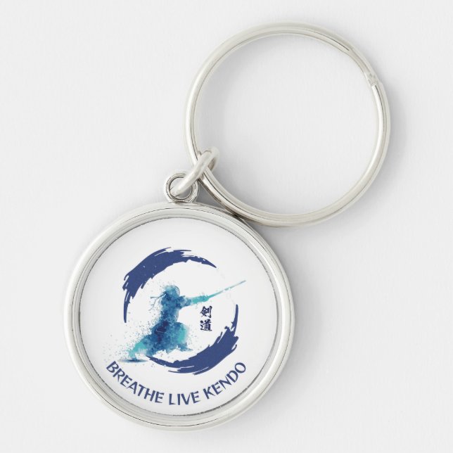Watercolor Rain Drops Sleep Live Kendo Key Ring (Front)