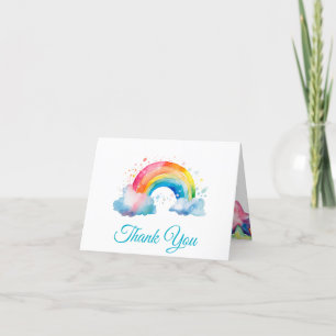 Watercolor Rainbow and Stars Folded Thank You Card