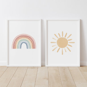 Watercolor Rainbow and Sun Nursery