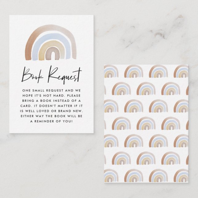 Watercolor Rainbow Baby Shower Book Request Enclosure Card (Front/Back)