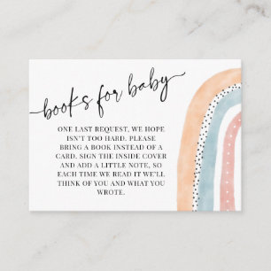 Watercolor Rainbow Baby Shower Books for Baby Enclosure Card