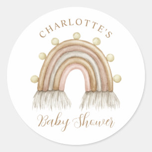  Watercolor Rainbow Baby Shower Classic Round Sticker
