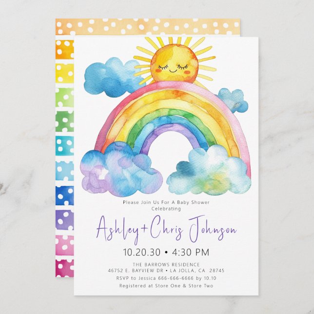 Watercolor Rainbow Baby          Shower Invitation (Front/Back)