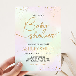 Watercolor Rainbow Baby Shower Invitation