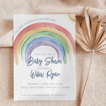 Watercolor Rainbow Baby Shower Invitation | Gender