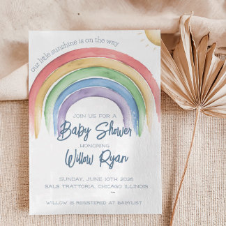 Watercolor Rainbow Baby Shower Invitation | Gender