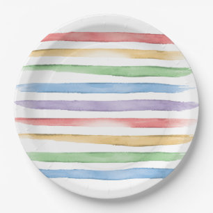 Watercolor Rainbow Baby Shower Paper Plates