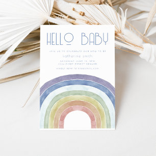 Watercolor Rainbow Baby Shower Party Invitation