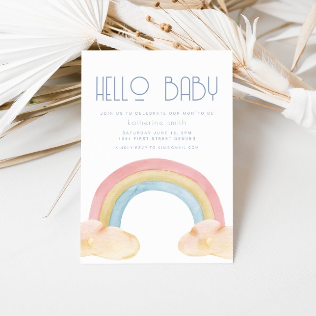 Watercolor Rainbow Baby Shower Party Invitation (Creator Uploaded)