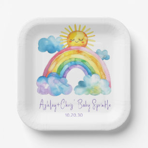 Watercolor Rainbow Baby Sprinkle Paper Plate