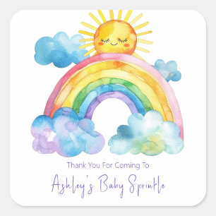 Watercolor Rainbow Baby Sprinkle Square Sticker
