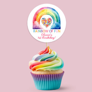 Watercolor Rainbow Birthday Favour Sticker