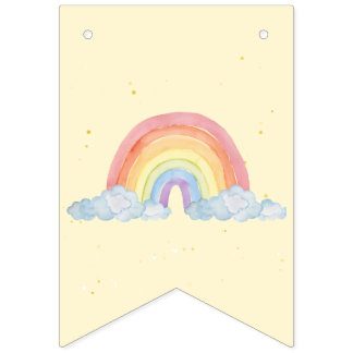 Watercolor rainbow Birthday Party  Bunting