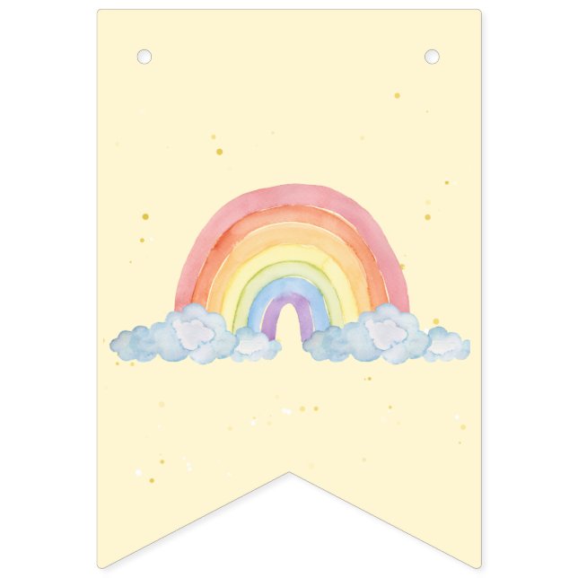 Watercolor rainbow Birthday Party  Bunting (First Flag)
