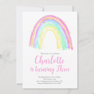 Watercolor Rainbow Birthday Party Invitation