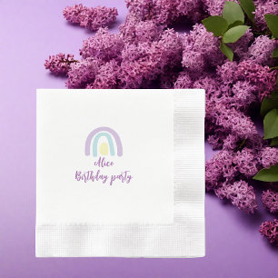 Watercolor rainbow blue lilac yellow Birthday Napkin