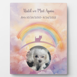 Watercolor Rainbow Bridge Pet Memorial Small Dog Plaque
