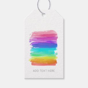 Watercolor Rainbow Brushstrokes Artist Add Text Gift Tags