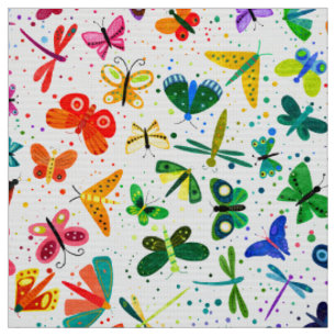 Watercolor Rainbow Butterflies Kids Pattern Fabric