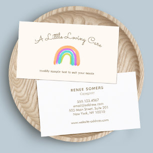 Watercolor Rainbow Caregiver  Business Card