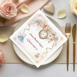 Watercolor rainbow Cinderella theme quinceanera Napkin