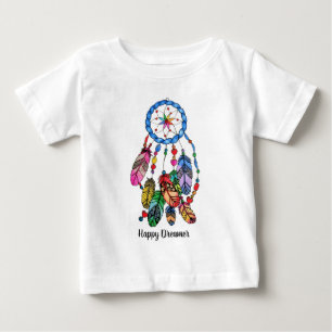 Watercolor rainbow dream catcher & inspiring words baby T-Shirt