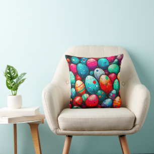 Watercolor Rainbow Easter Eggs Cushion