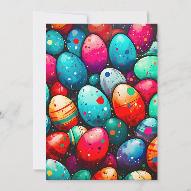 Watercolor Rainbow Easter Eggs Holiday Card (Front)