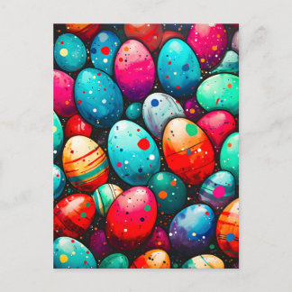 Watercolor Rainbow Easter Eggs Holiday Postcard