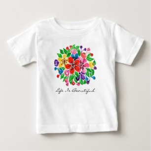Watercolor Rainbow Flowers Baby T-Shirt
