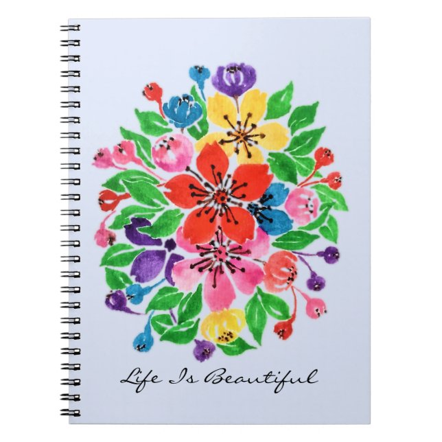 Watercolor Rainbow Flowers Notebook (Front)