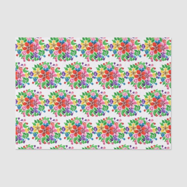 Watercolor Rainbow Flowers Tissue Paper (Front)
