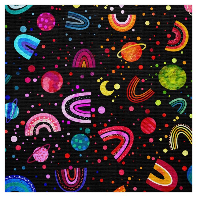 Watercolor Rainbow Galaxy Girls Colourful Fabric (Swatch)