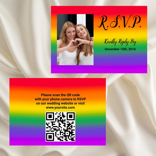 Watercolor Rainbow Gay Pride QR Code RSVP Card (Creator Uploaded)