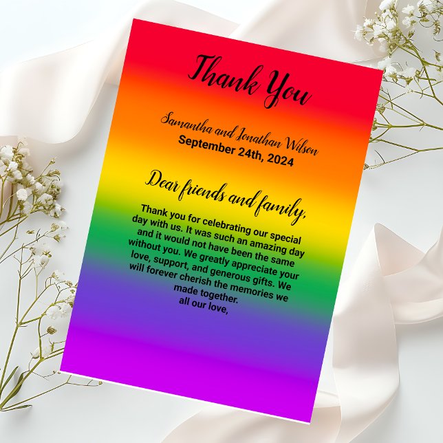 Watercolor Rainbow Gay Pride Thank You Card (Creator Uploaded)