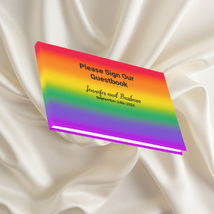 Watercolor Rainbow Gay Pride Wedding Guest Book