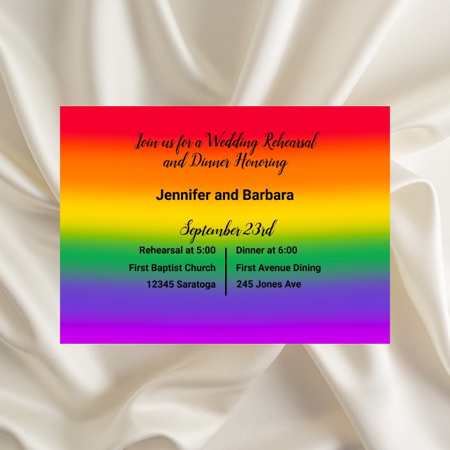 Watercolor Rainbow Gay Pride Wedding Rehearsal  Invitation (Creator Uploaded)