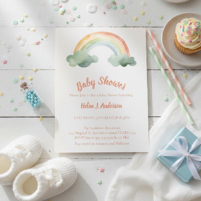 Watercolor Rainbow Gender Neutral Baby Shower  Invitation (Creator Uploaded)
