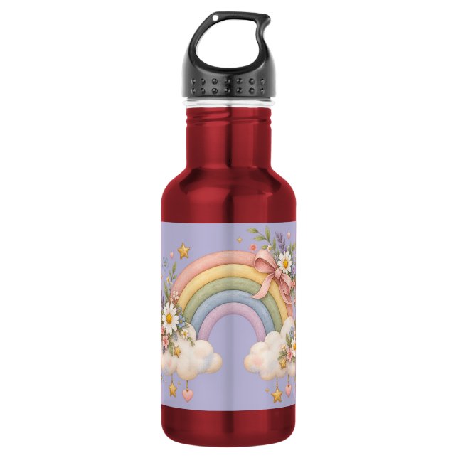 Watercolor Rainbow Gift – Charming Cloud 532 Ml Water Bottle (Front)