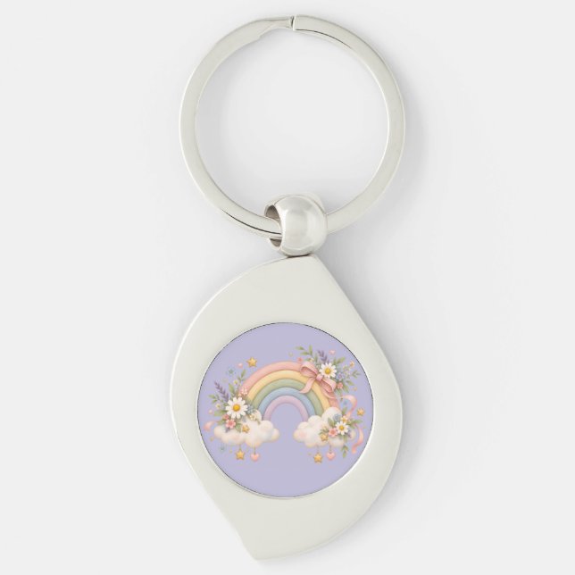 Watercolor Rainbow Gift – Charming Cloud Key Ring (Front)
