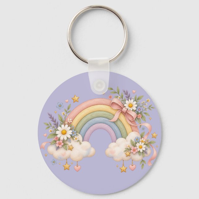 Watercolor Rainbow Gift – Charming Cloud Key Ring (Front)