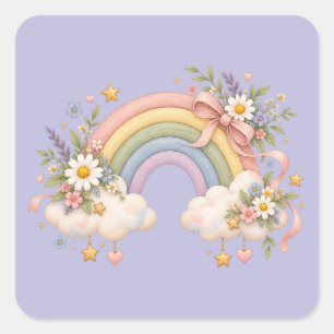 Watercolor Rainbow Gift – Charming Cloud Square Sticker